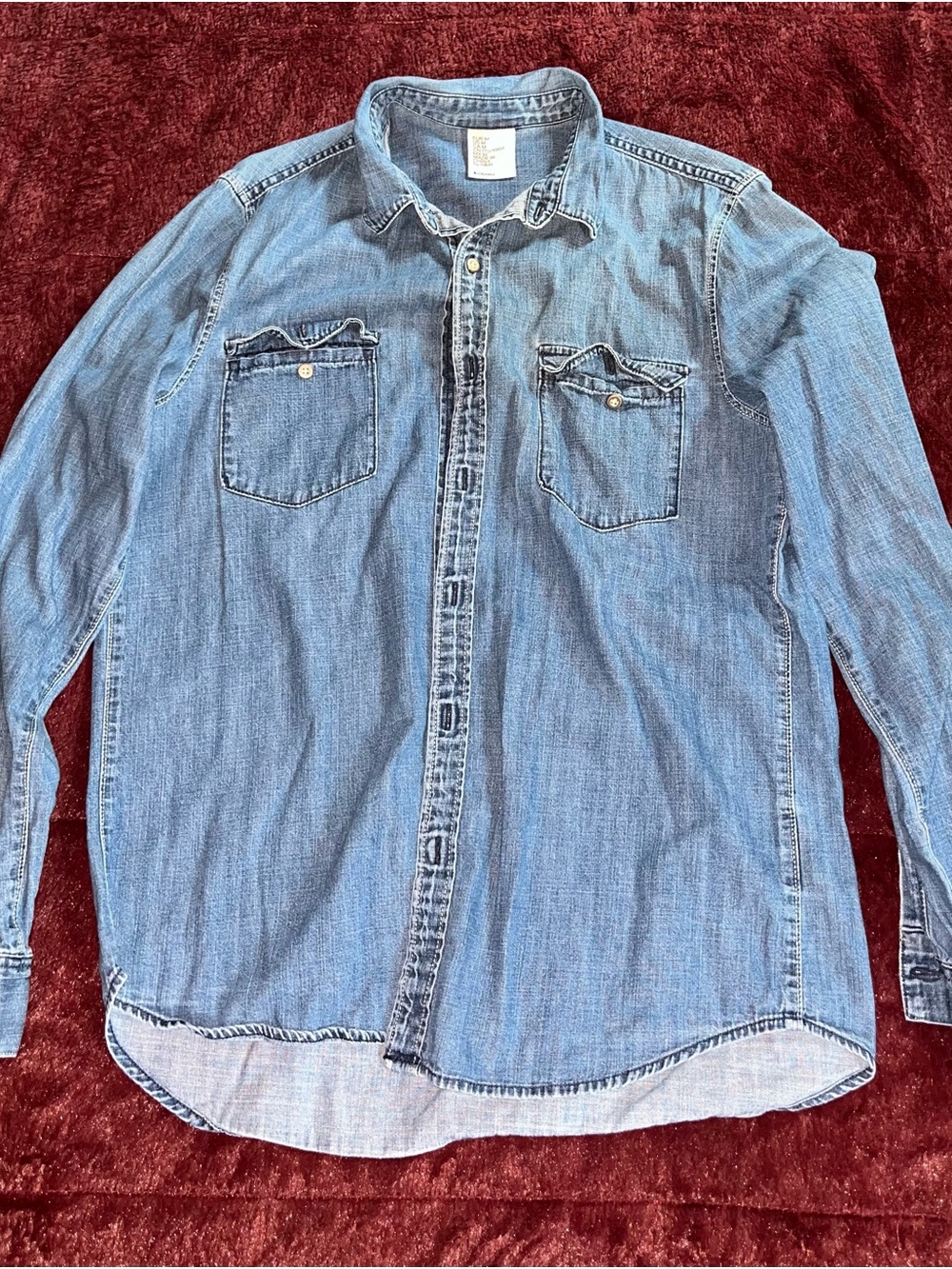 H&M Men's Light Blue Denim Button-Down Shirt